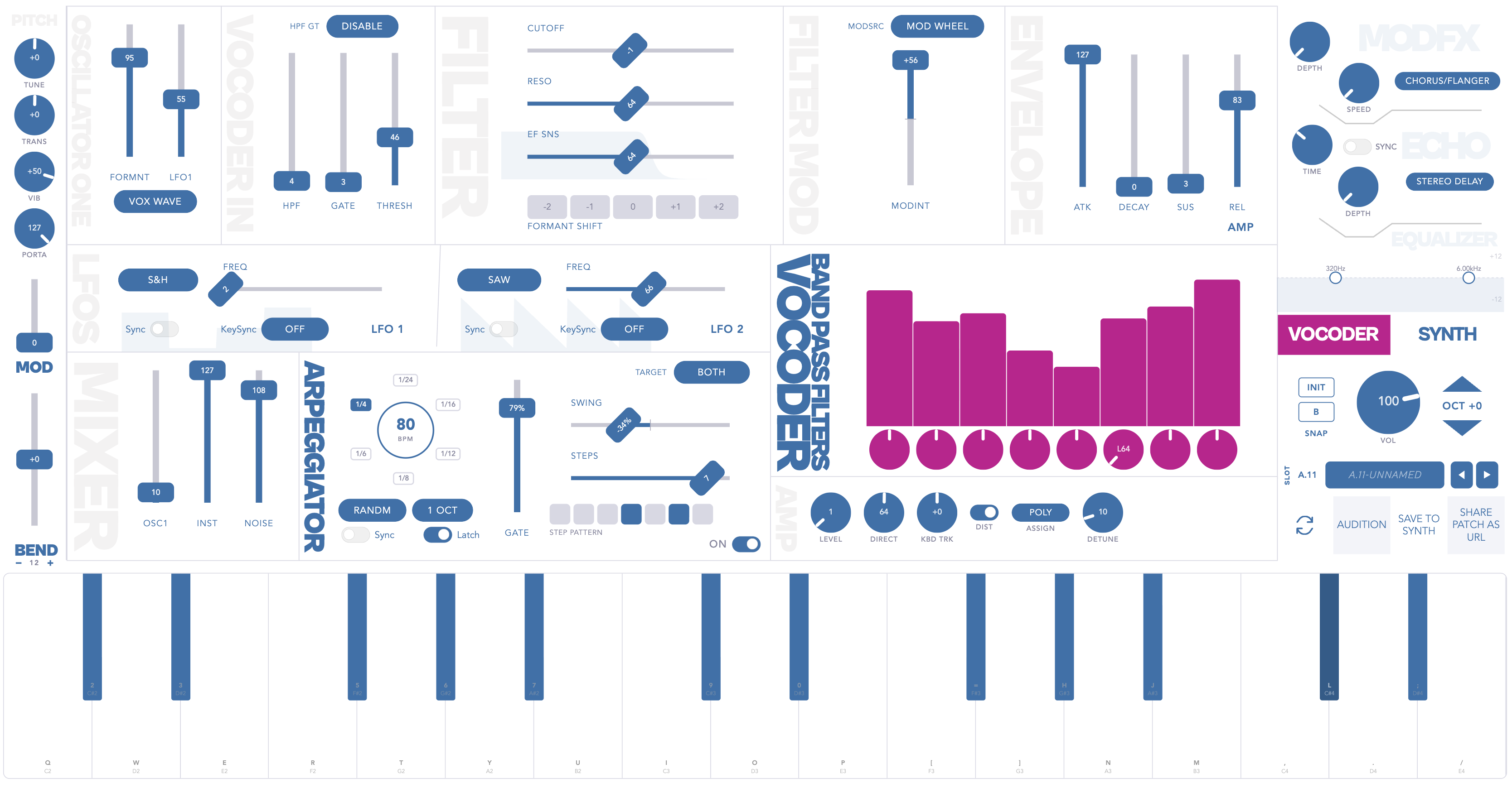 sysExtant MK1 — vocoder panel